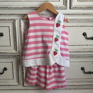The Beaufort Bonnet Company TBBC Pink Striped Strawberry Set Size 3T